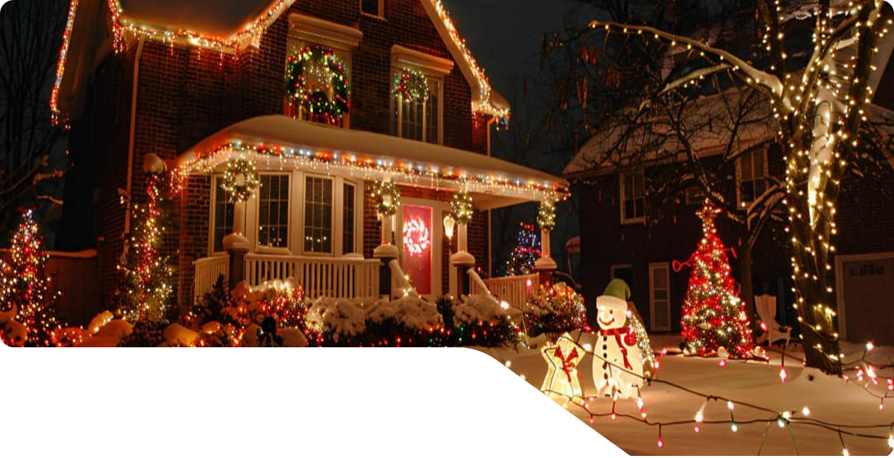 Decorated house with Christmas lights